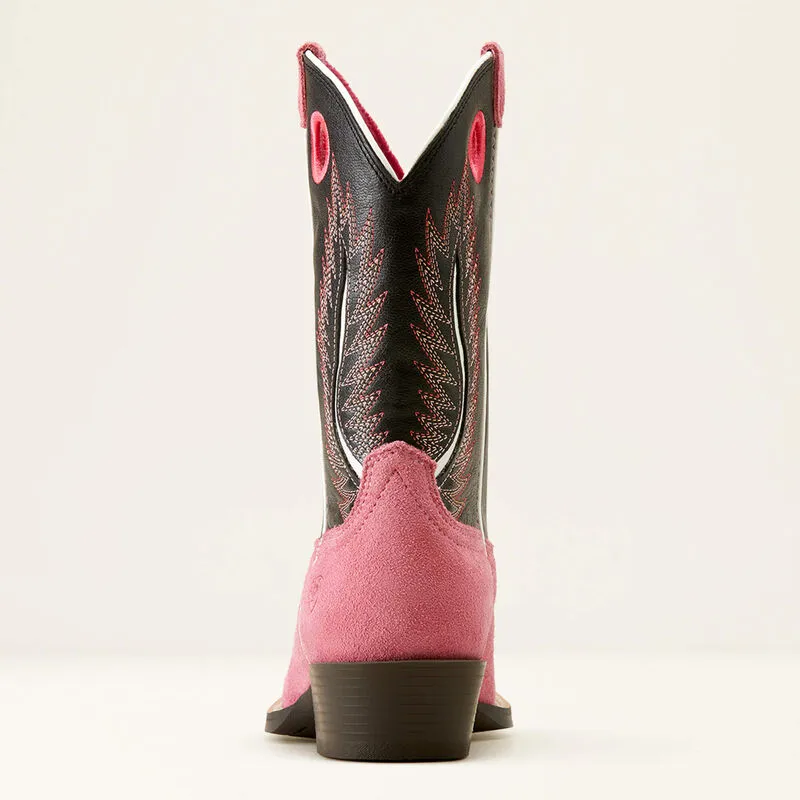 Ariat Kid's Futurity Fort Worth Western Boot in Haute Pink Suede/ Madison Avenue