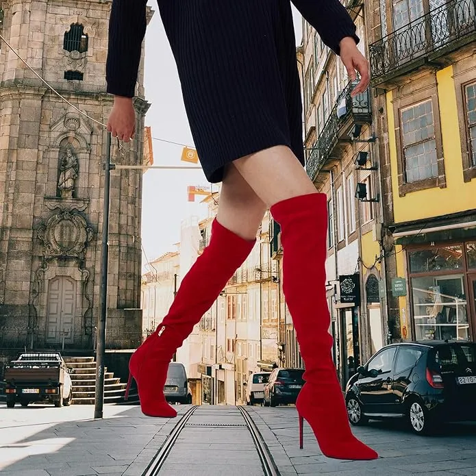 Beautiful Red Over The Knee Thigh Boots