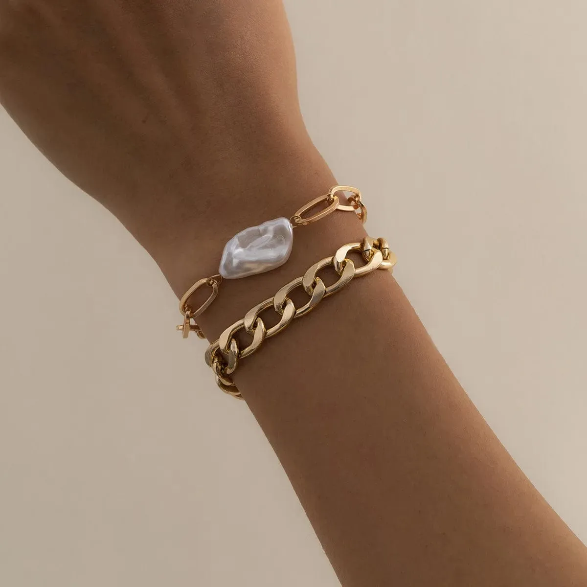 Boho White Stone Chain Bracelet Set