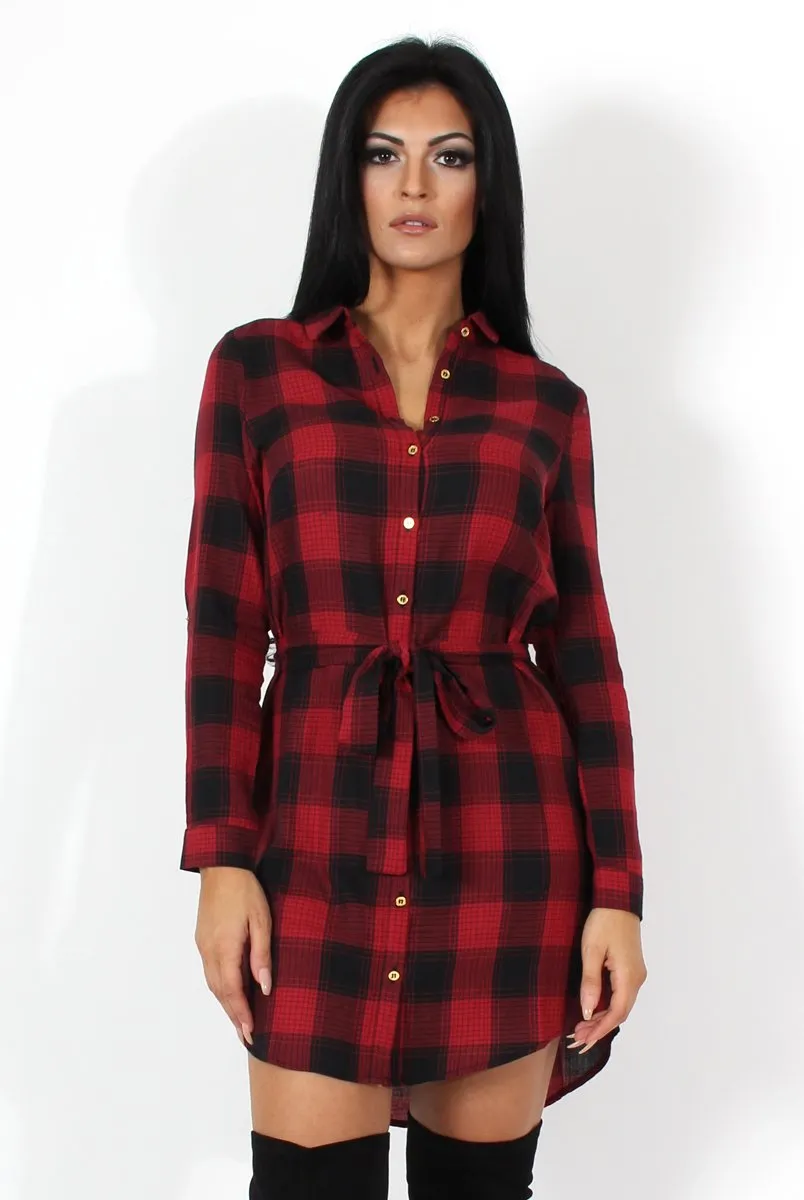 Darla Red And Black Checked Shirt Dress