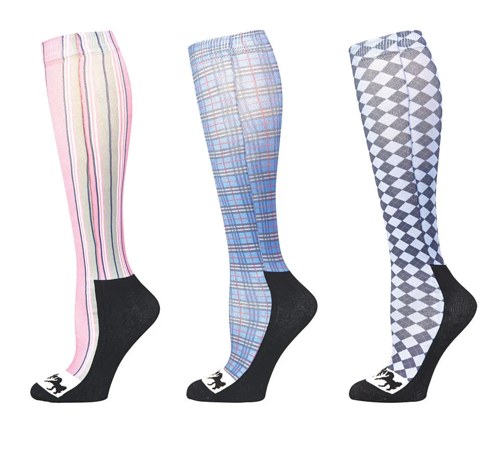 Equine Couture Ladies Isabel Padded Knee Hi Boot Socks - 3 Pack