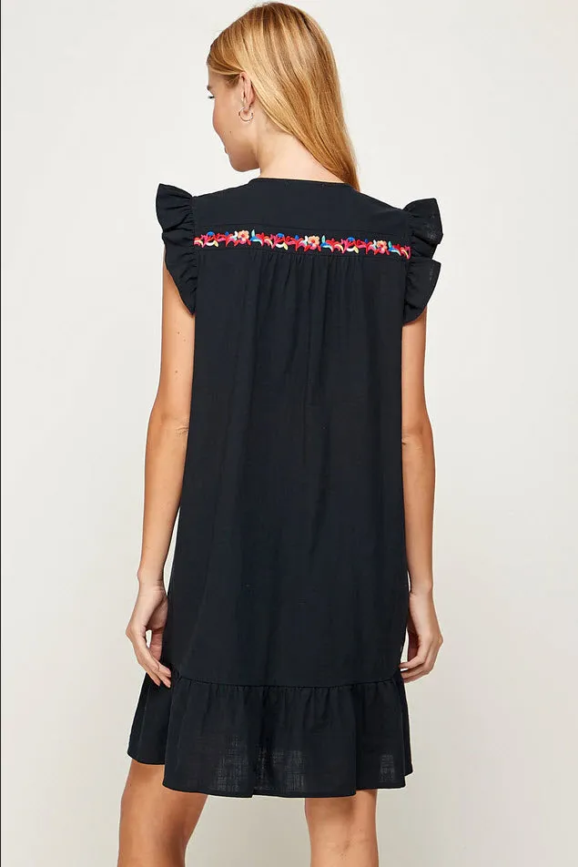 Floral Embroidered Ruffle Dress