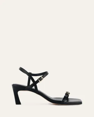 GIANNI MID HEEL SANDALS BLACK LEATHER