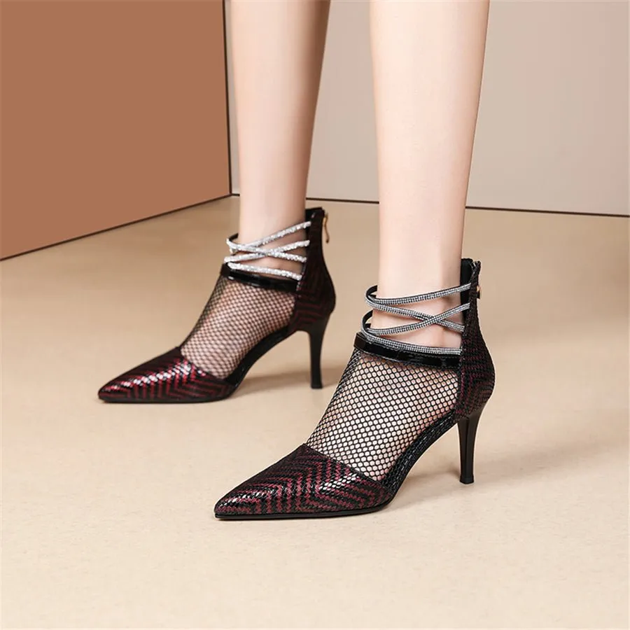 GlamNet Fish Scale Leather Ankle Boots