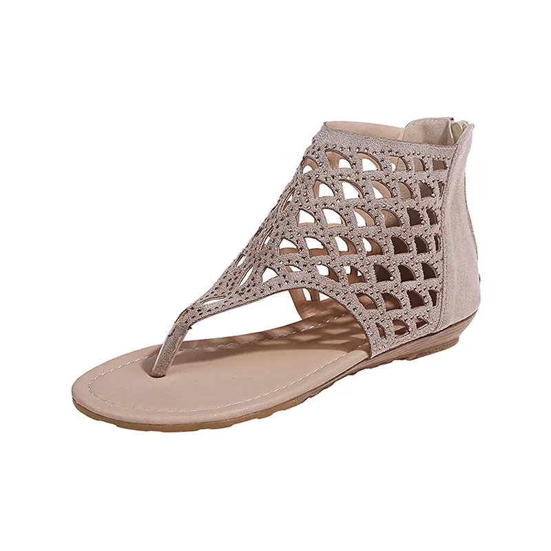 Ladies Gladiator Sandals Zipper Open Toe Womens Summer Flip Flop Roman Shoes