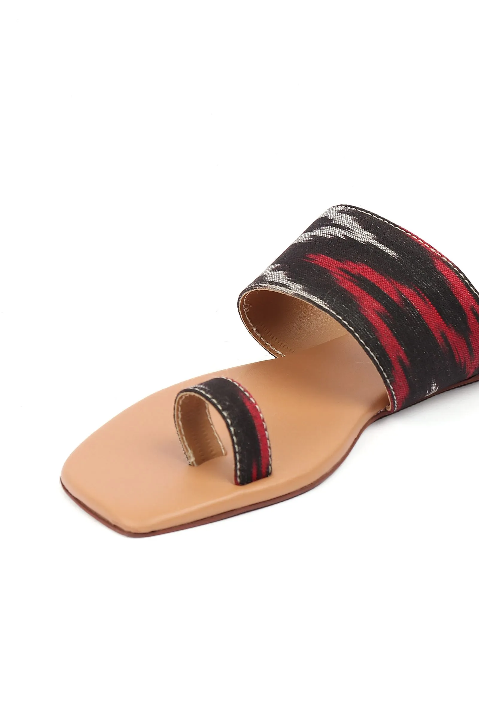 Multi Colored Ikat One Toe Cruelty Free Leather Flats