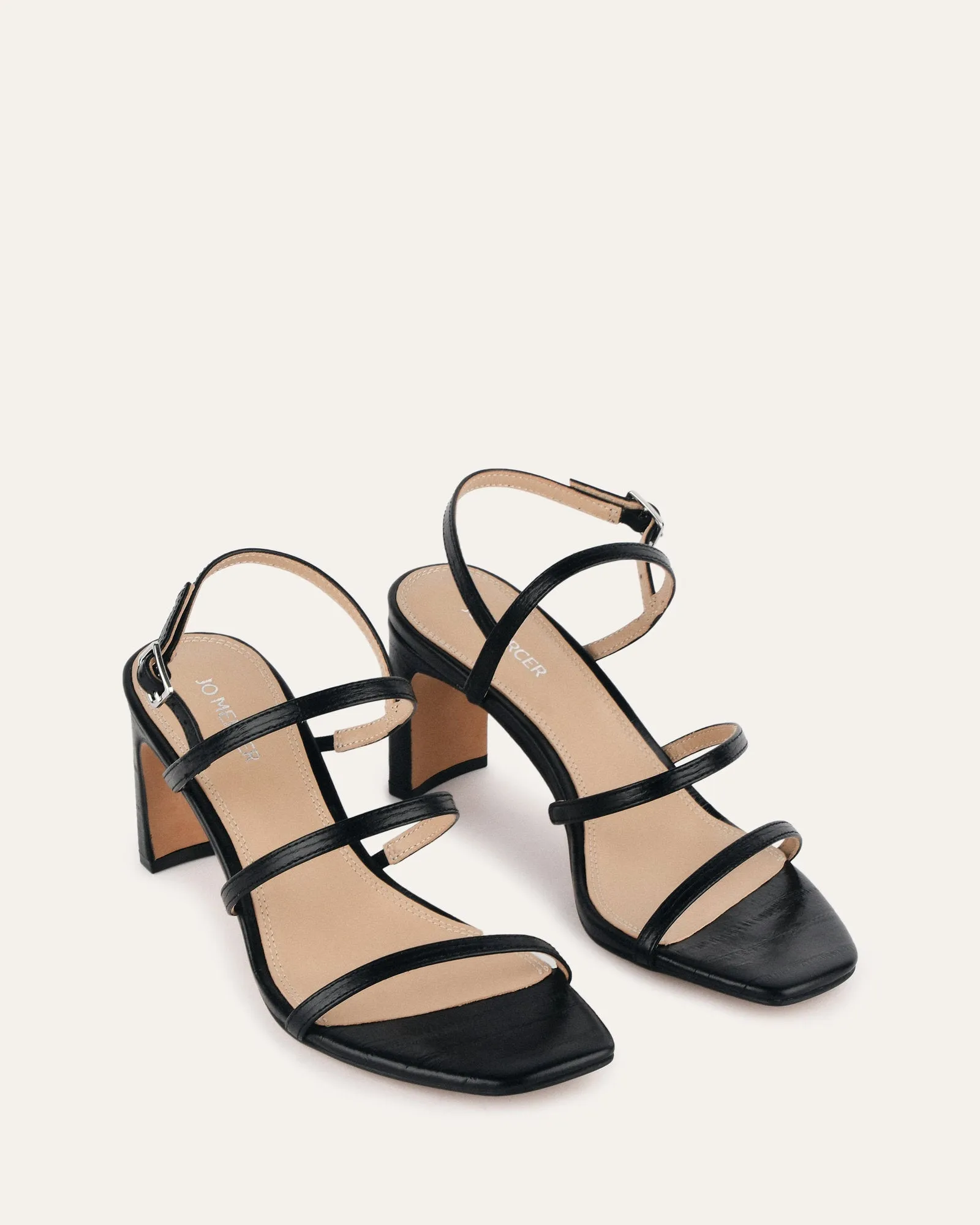 NIX MID HEEL SANDALS BLACK LIZARD