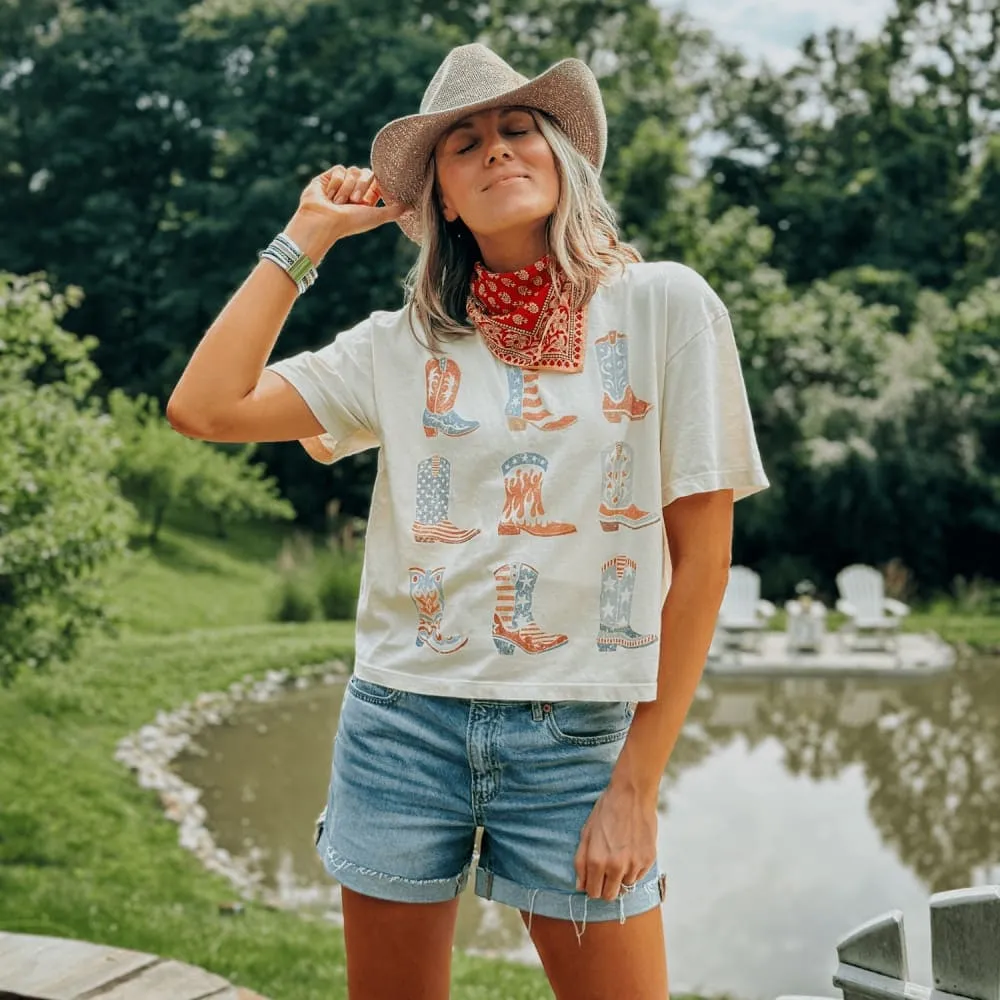 Patriotic Boots Cropped Tee