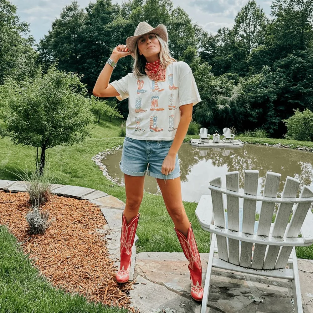 Patriotic Boots Cropped Tee