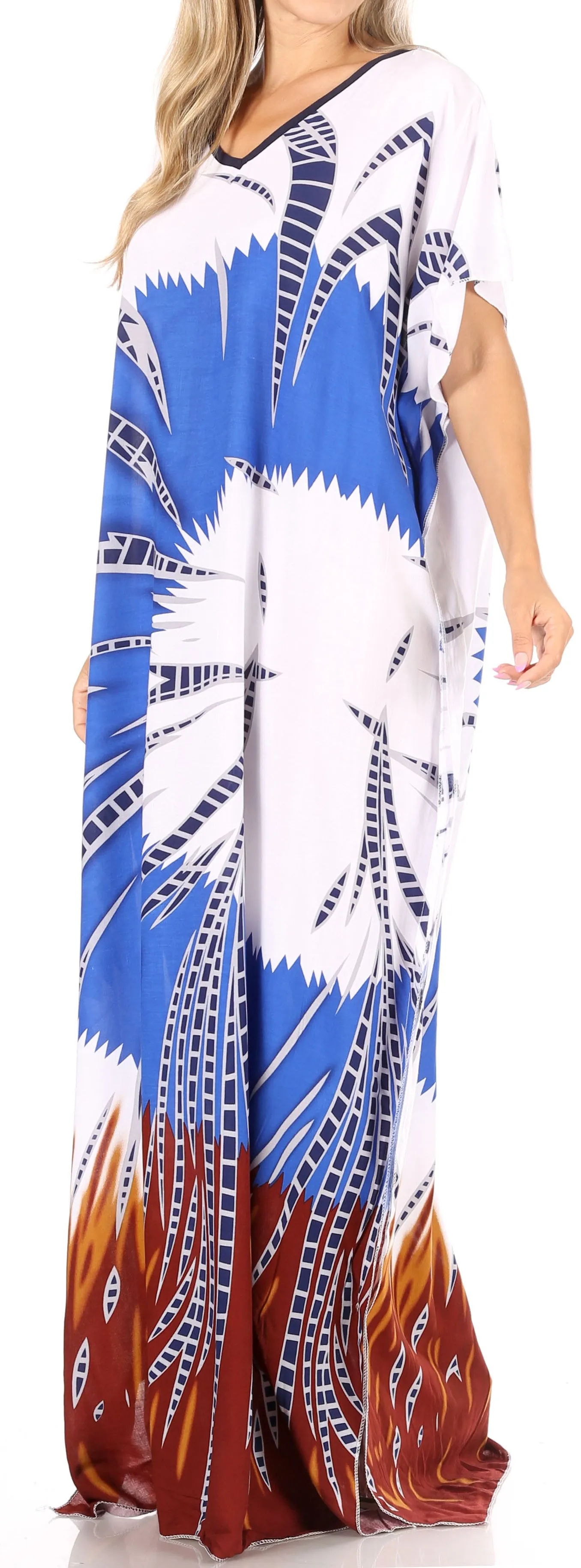 Sakkas Aggy Womens Dashiki African Print Caftan Dress Maxi Boho Hippie Colorful