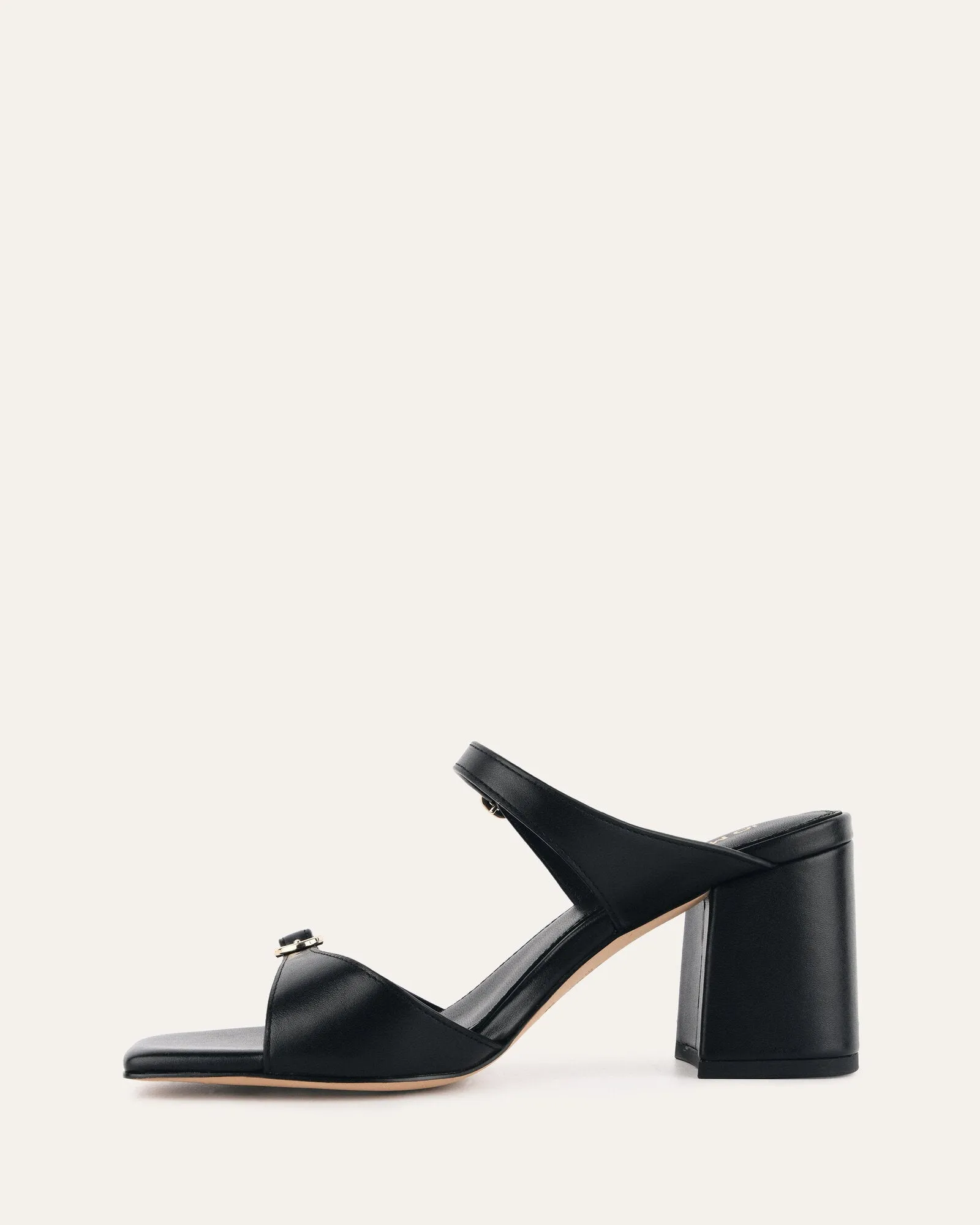 SPENCER MID HEEL SANDALS BLACK LEATHER