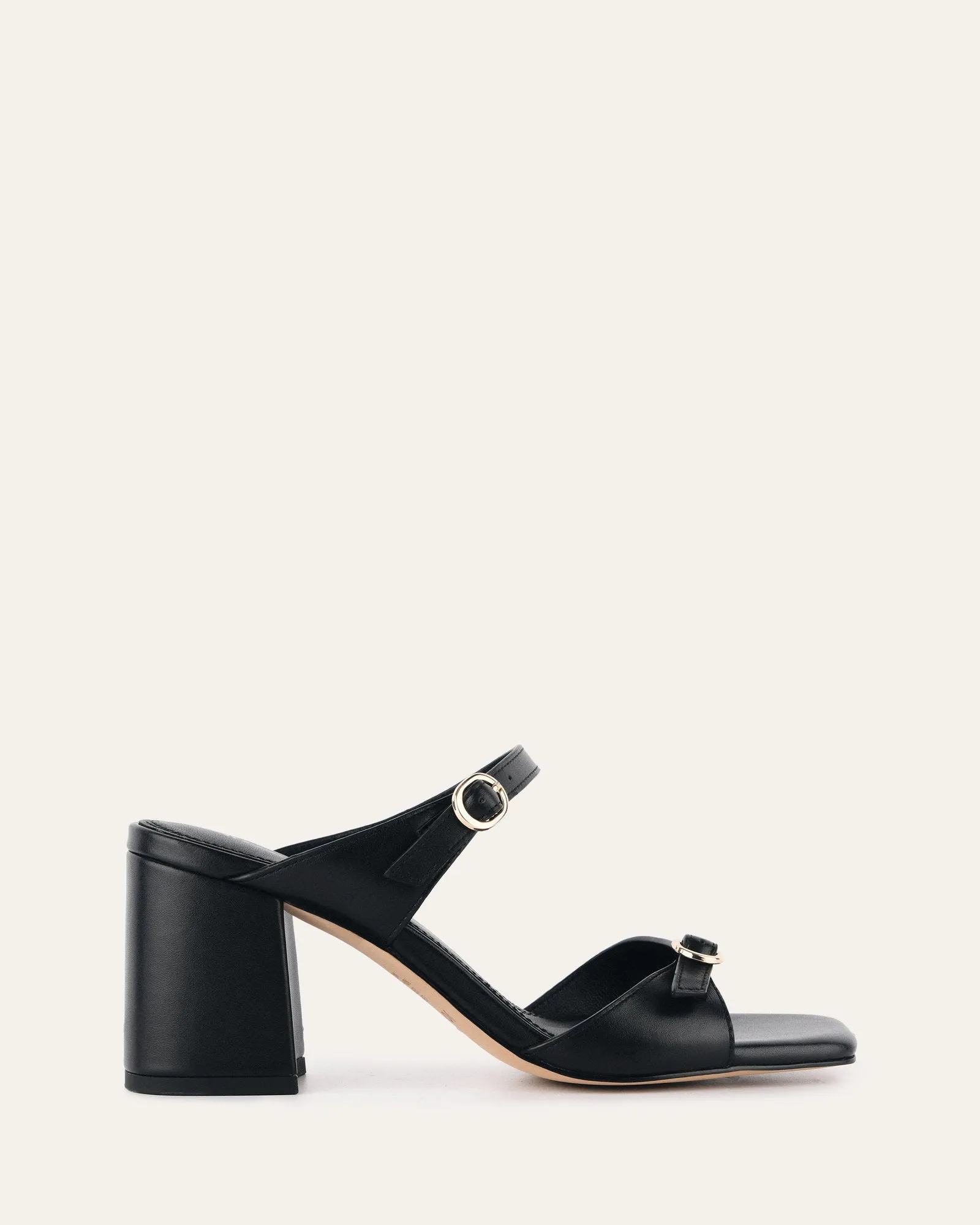 SPENCER MID HEEL SANDALS BLACK LEATHER