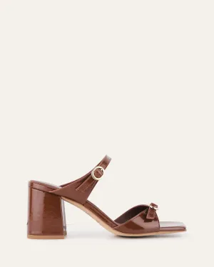 SPENCER MID HEEL SANDALS CHESTNUT PATENT