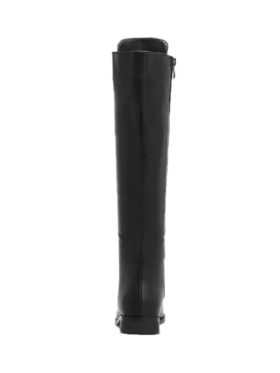 Trendy Faux Leather Lace Up Knee High Boots